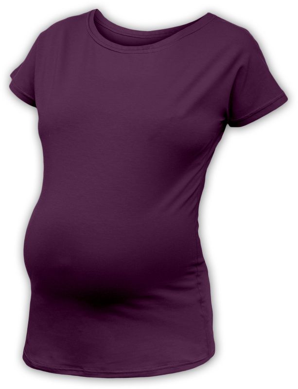 Těhotenské tričko s netopýřími rukávy Nikola, krátký rukáv, švestka