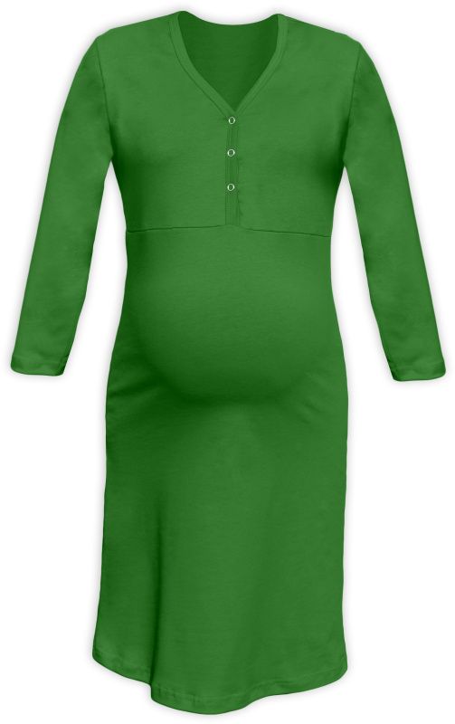 Maternity and breastfeeding nightdress with snap-button neckline Cecilie, DARK GREEN