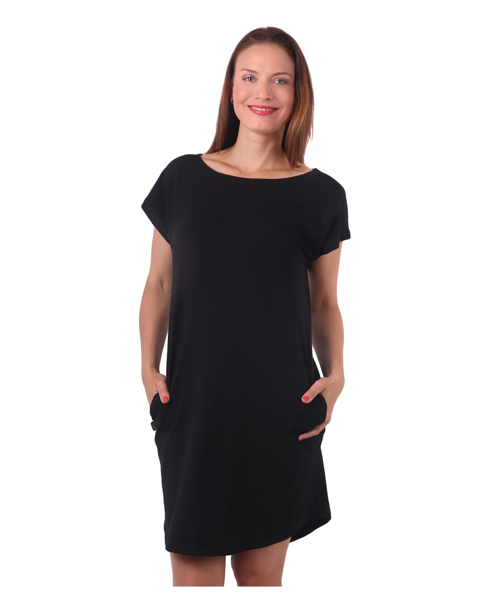 Women's dress with pockets Zoe, oversized loose fit, black