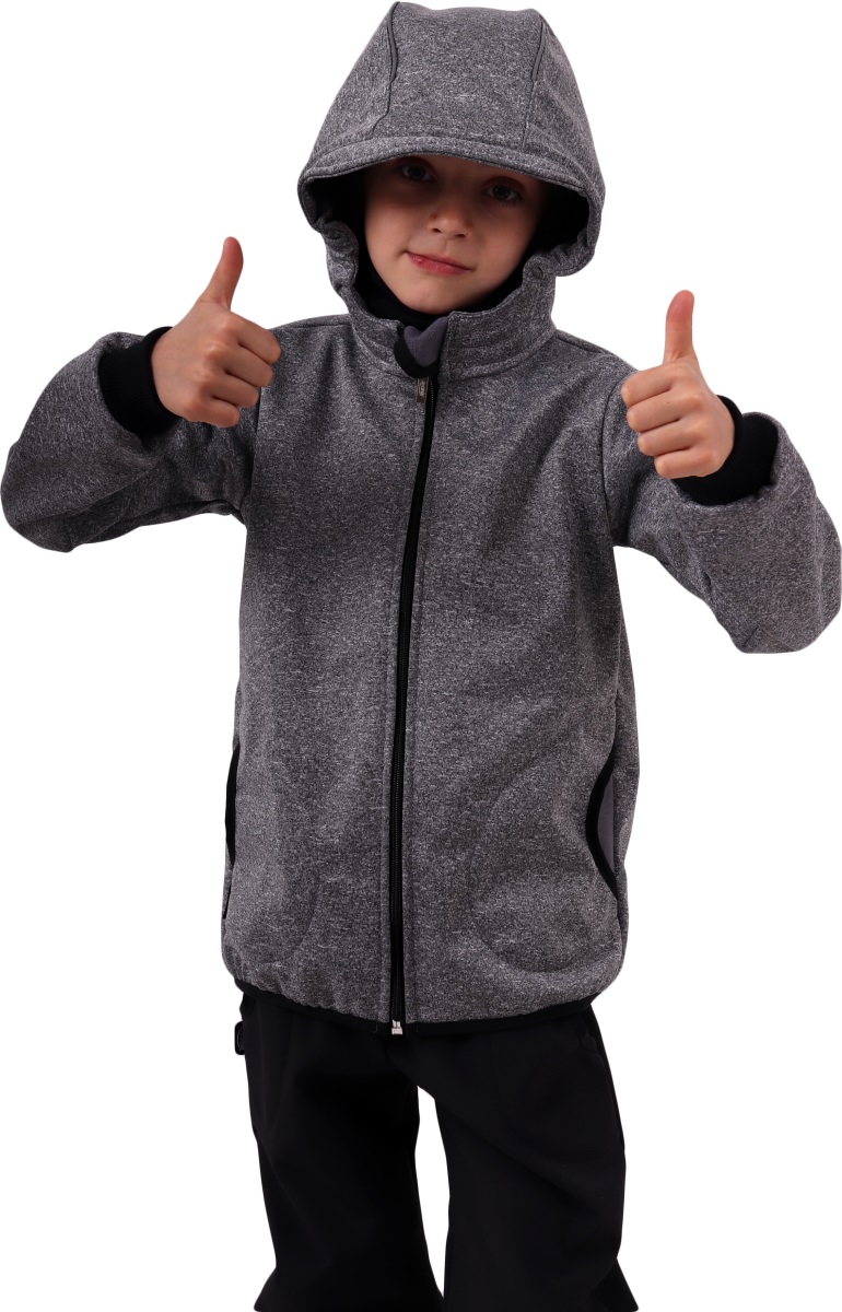Dětská softshellová bunda, šedý melír, STARŠÍ KOLEKCE