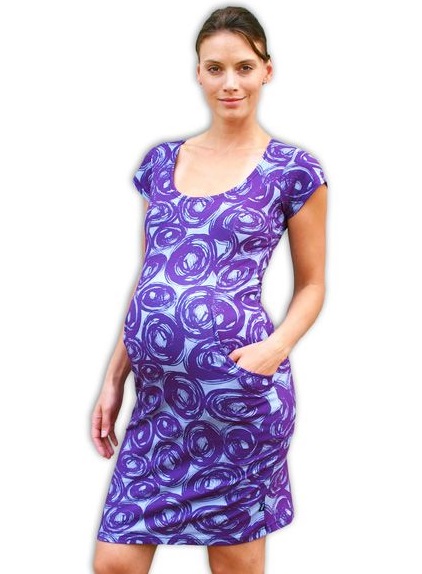 Těhotenské šaty s kapsami Šárka, fialové vzorované