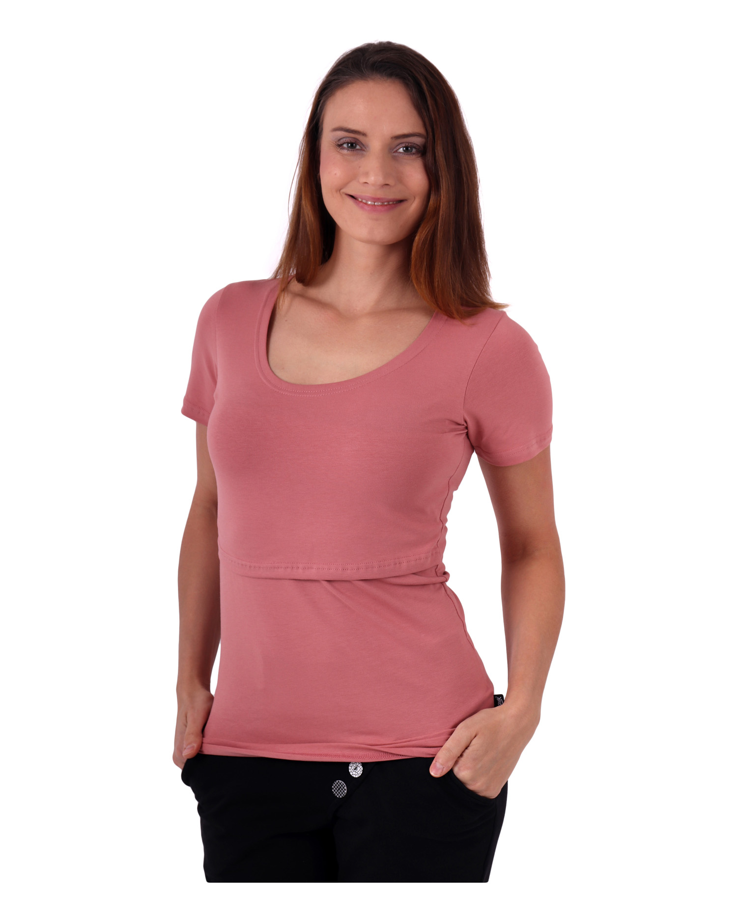 Breast-feeding T-shirt Katerina, short sleeves, old rose