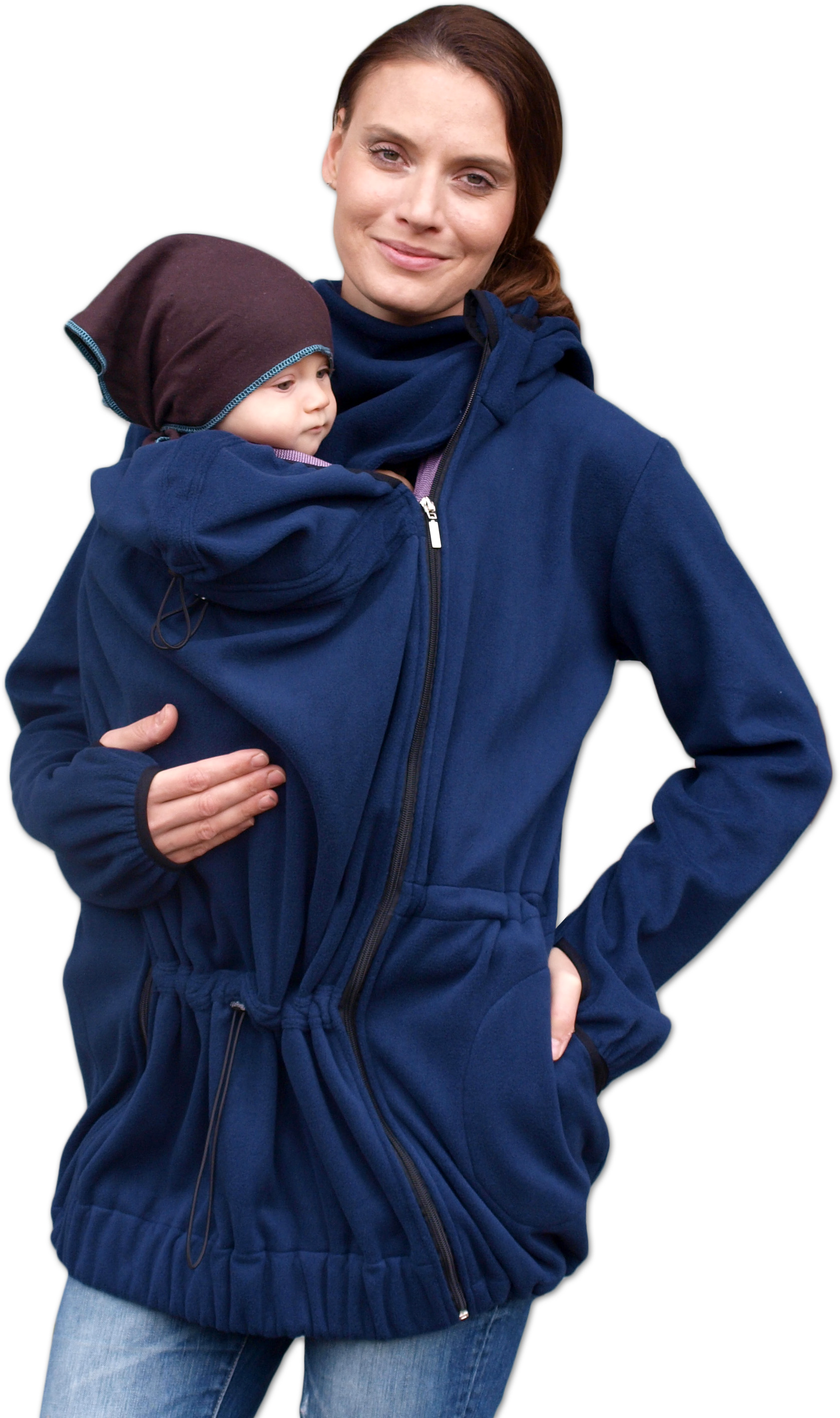 Babywearing fleece hooded sweatshirt Nina (front use only), dark blue 2