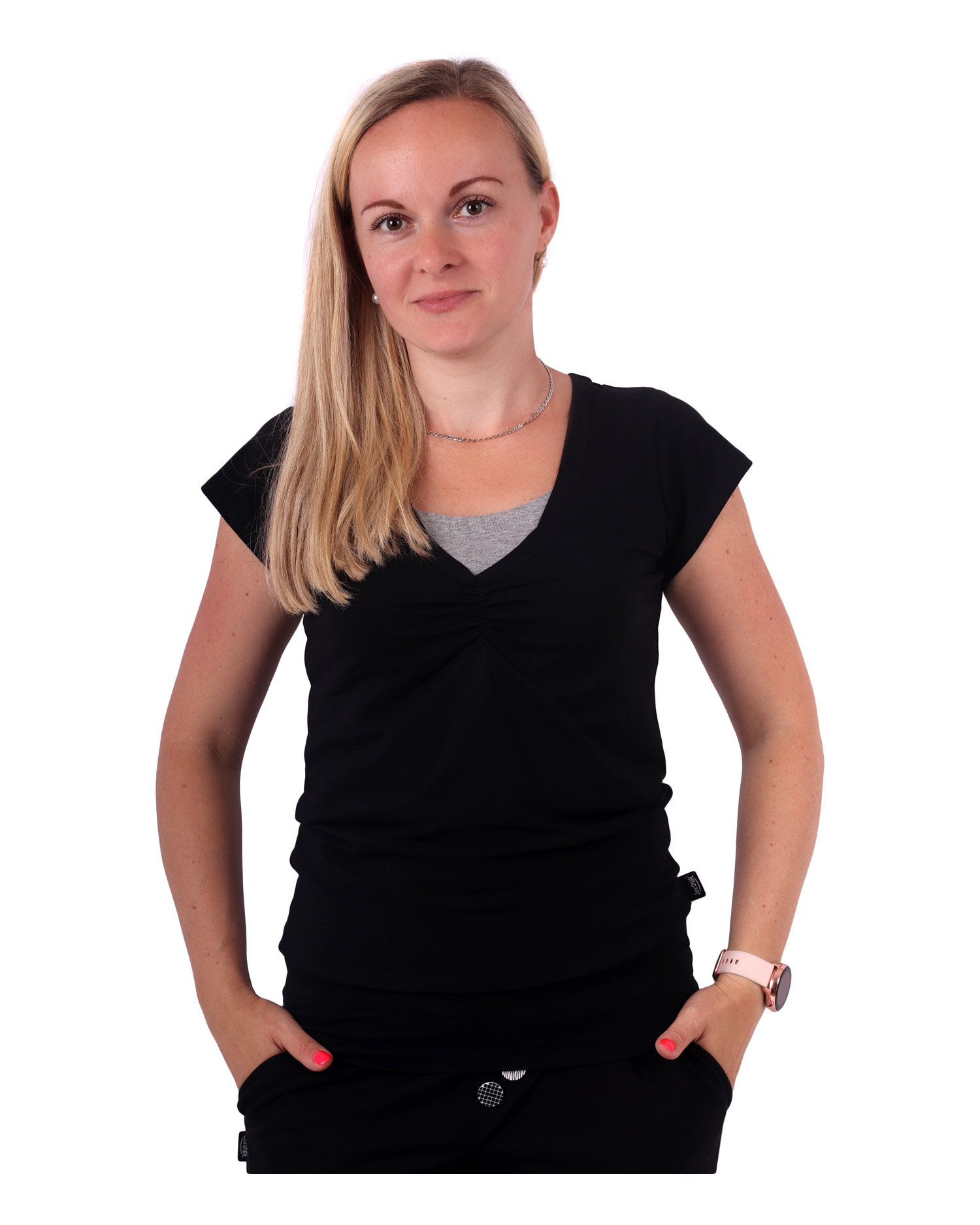 Breast-feeding T-shirt Lea, short sleeves, BLACK