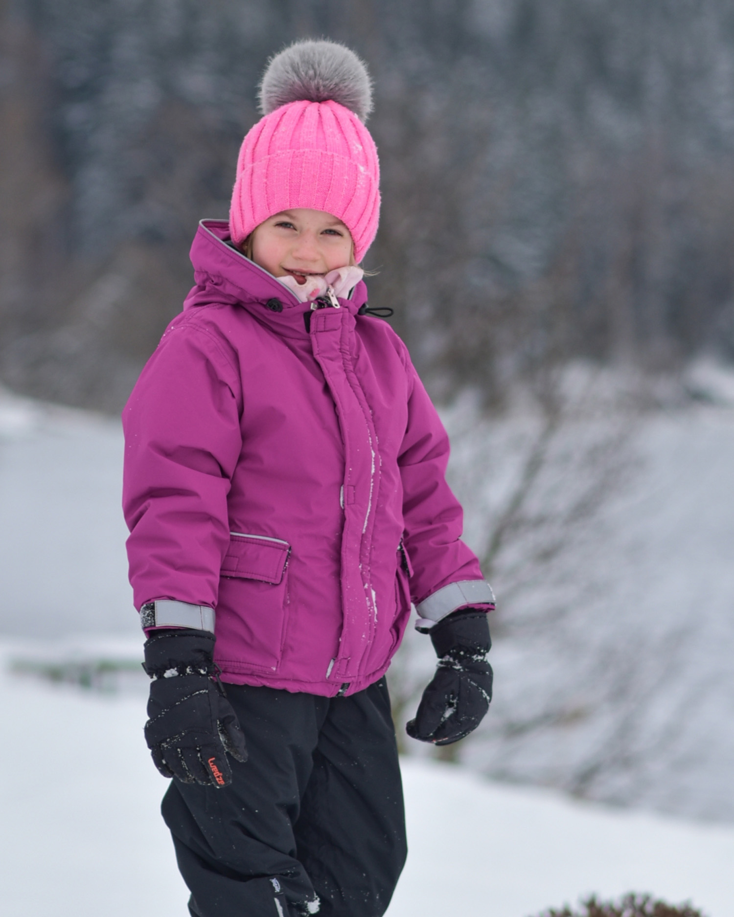Dětská zimní bunda s lepenými švy, růžová