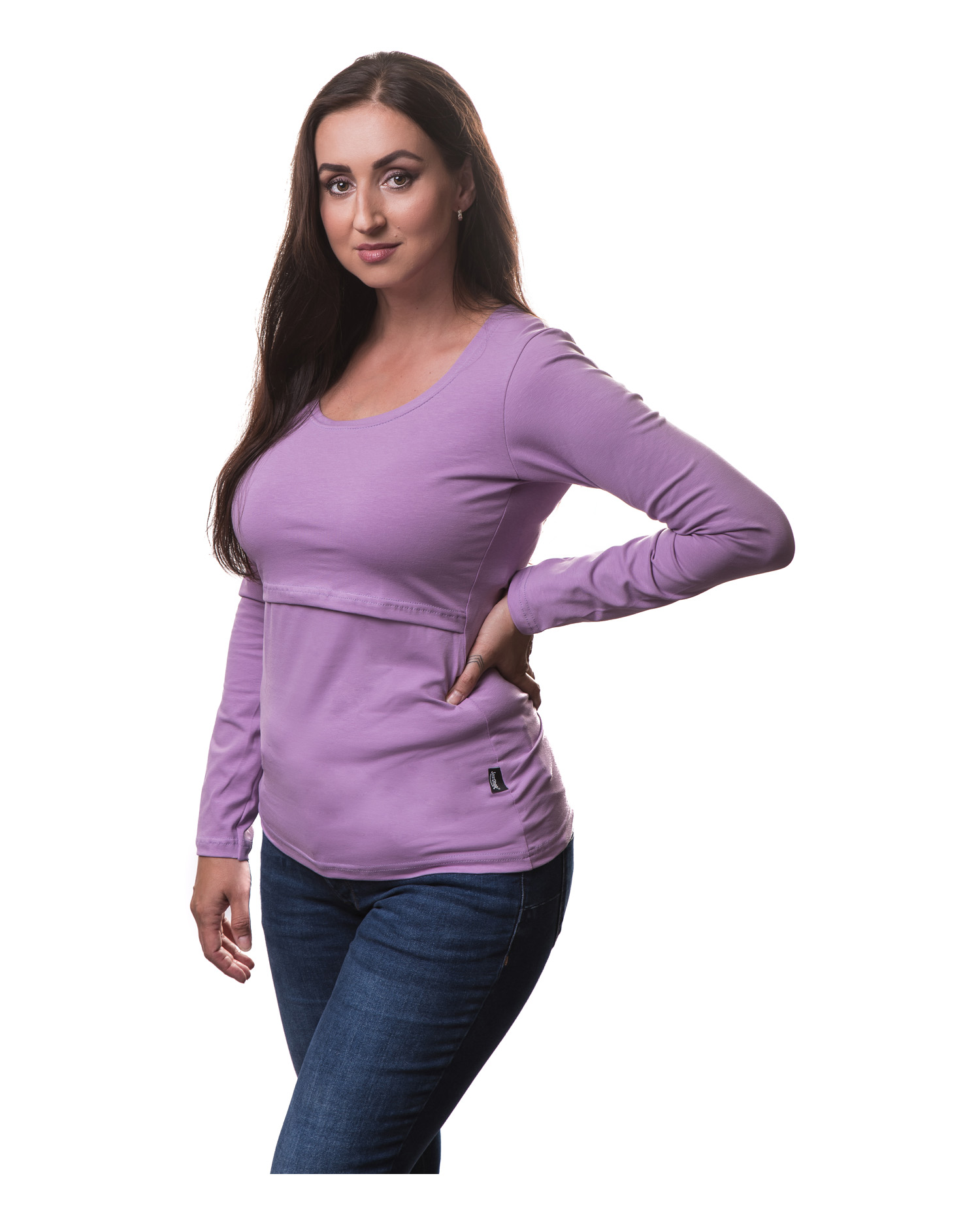 Tričko na dojčenie Katarína, dlhý rukáv, levanduľové (svetlo fialové)