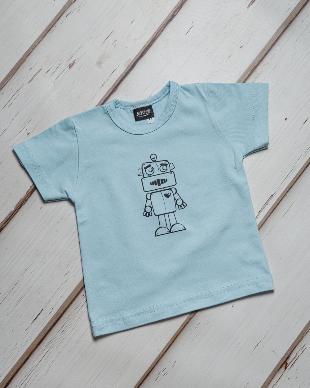 Tričko pro miminko, krátký rukáv, světle modré ROBOT
