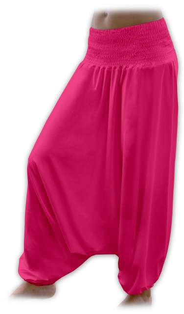 Těhotenské turecké kalhoty, sytě růžové