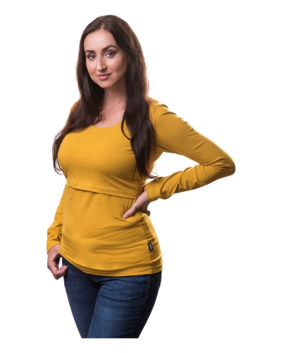 Tričko na dojčenie Katarína, dlhý rukáv, horčicové