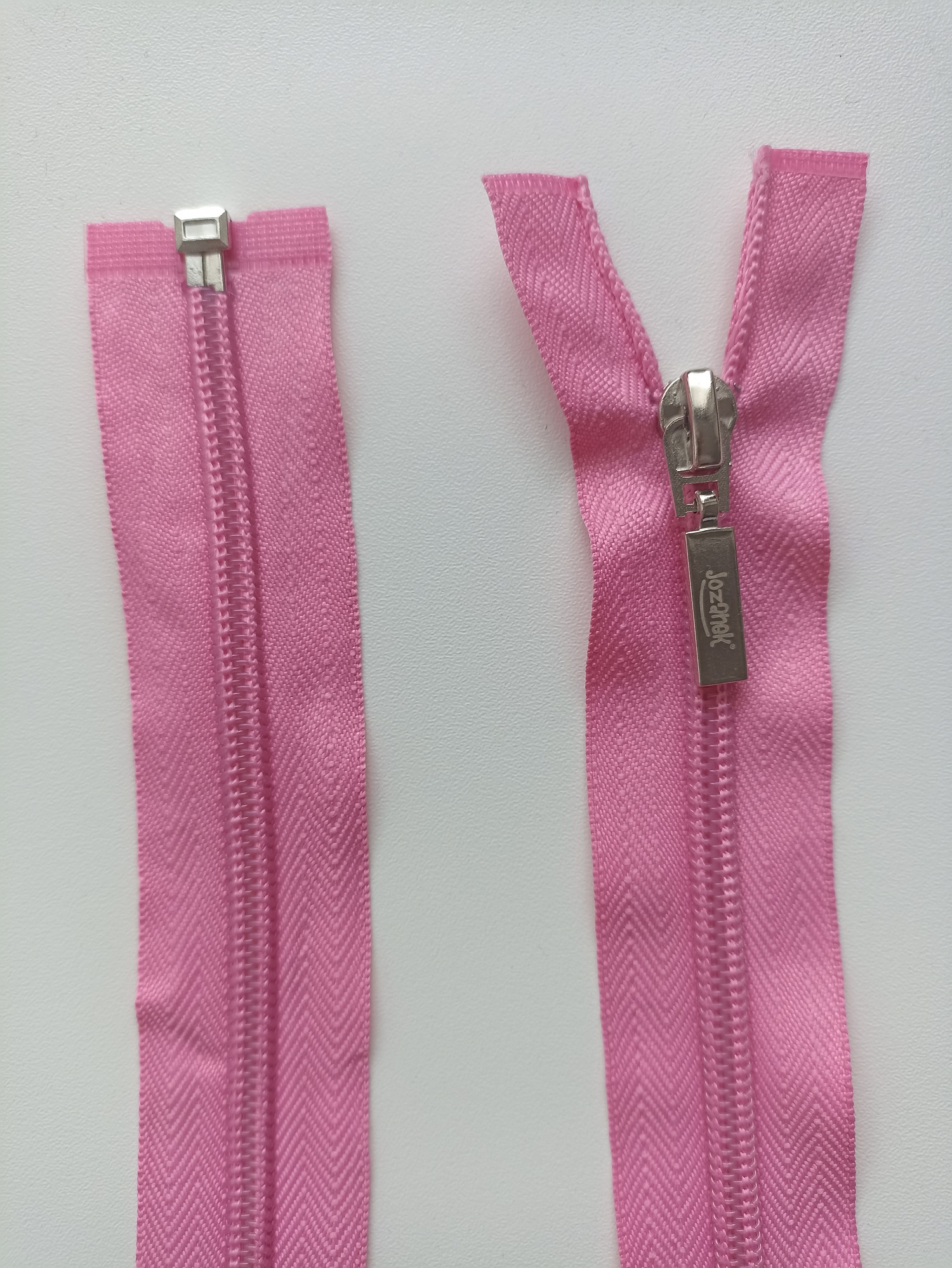 Spiral zipper 6mm with silver slider, pink, DIFFERENT LENGTHS