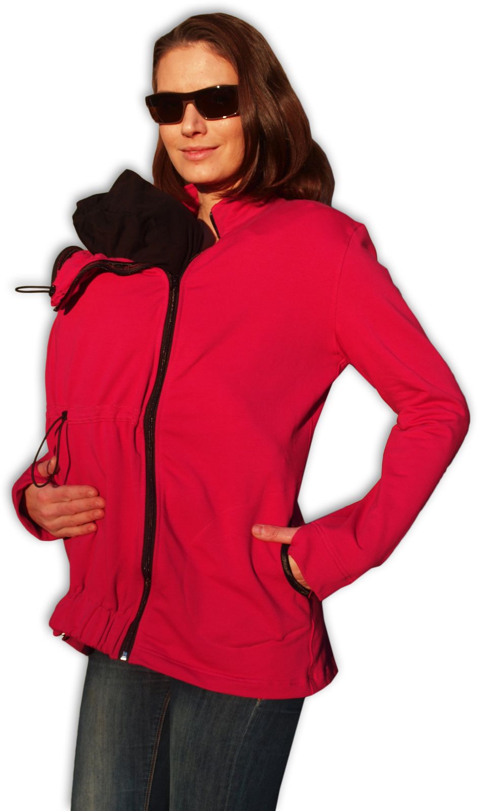 Maternity and babywearing hoodie ( front babywearing only ) Marta, RASPBERRY