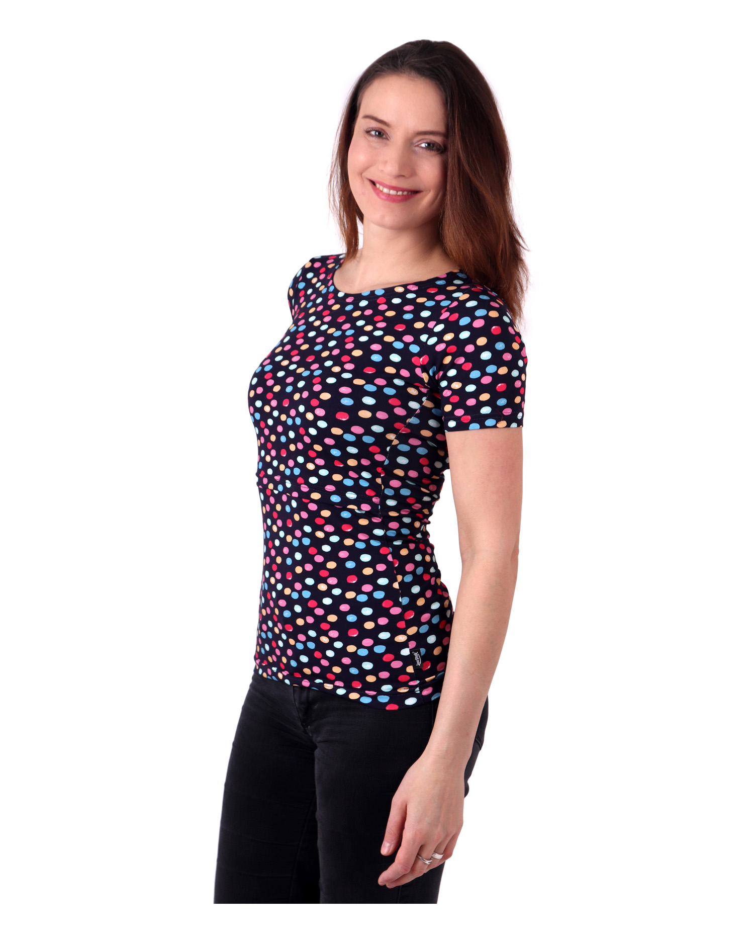 Breast-feeding T-shirt Lenka, short sleeves, colored polka dots