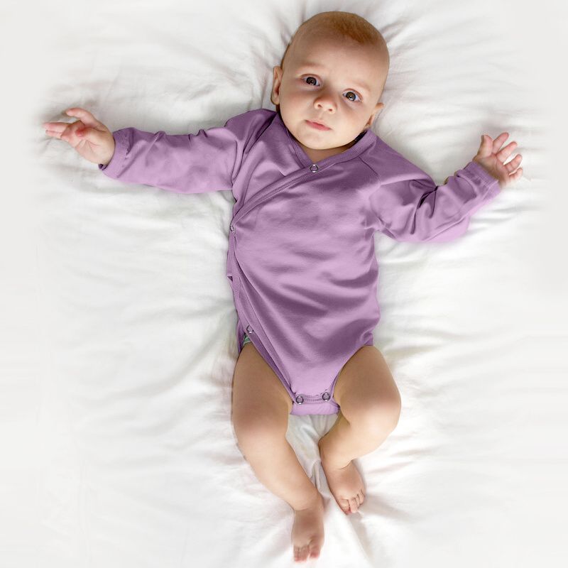 Baby wrap bodysuit onesie, lavender