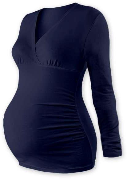 Těhotenská tunika Barbora, dlouhý rukáv, tmavě modrá