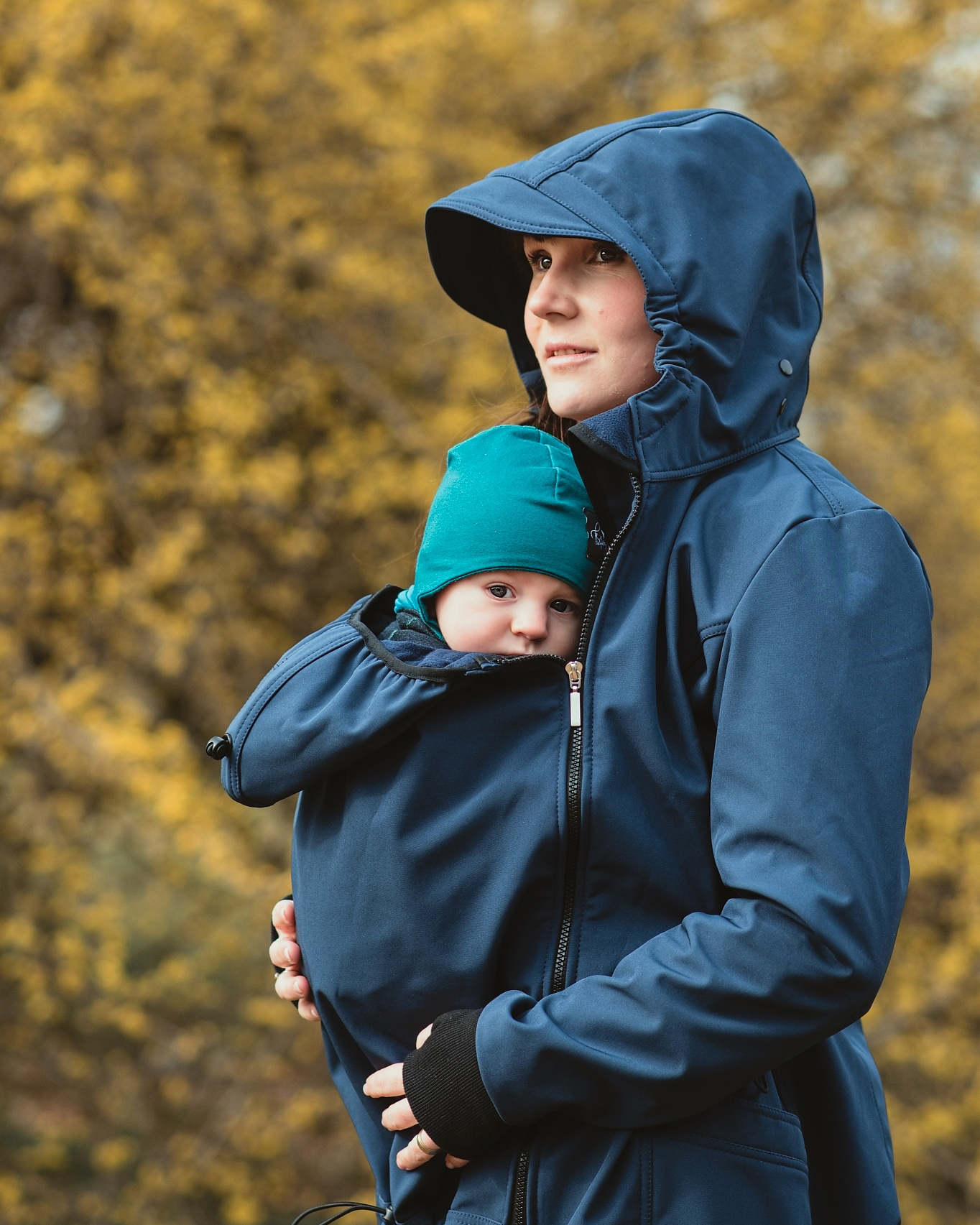 Maternity and babywearing softshell jacket Andrea, dark blue XS-short