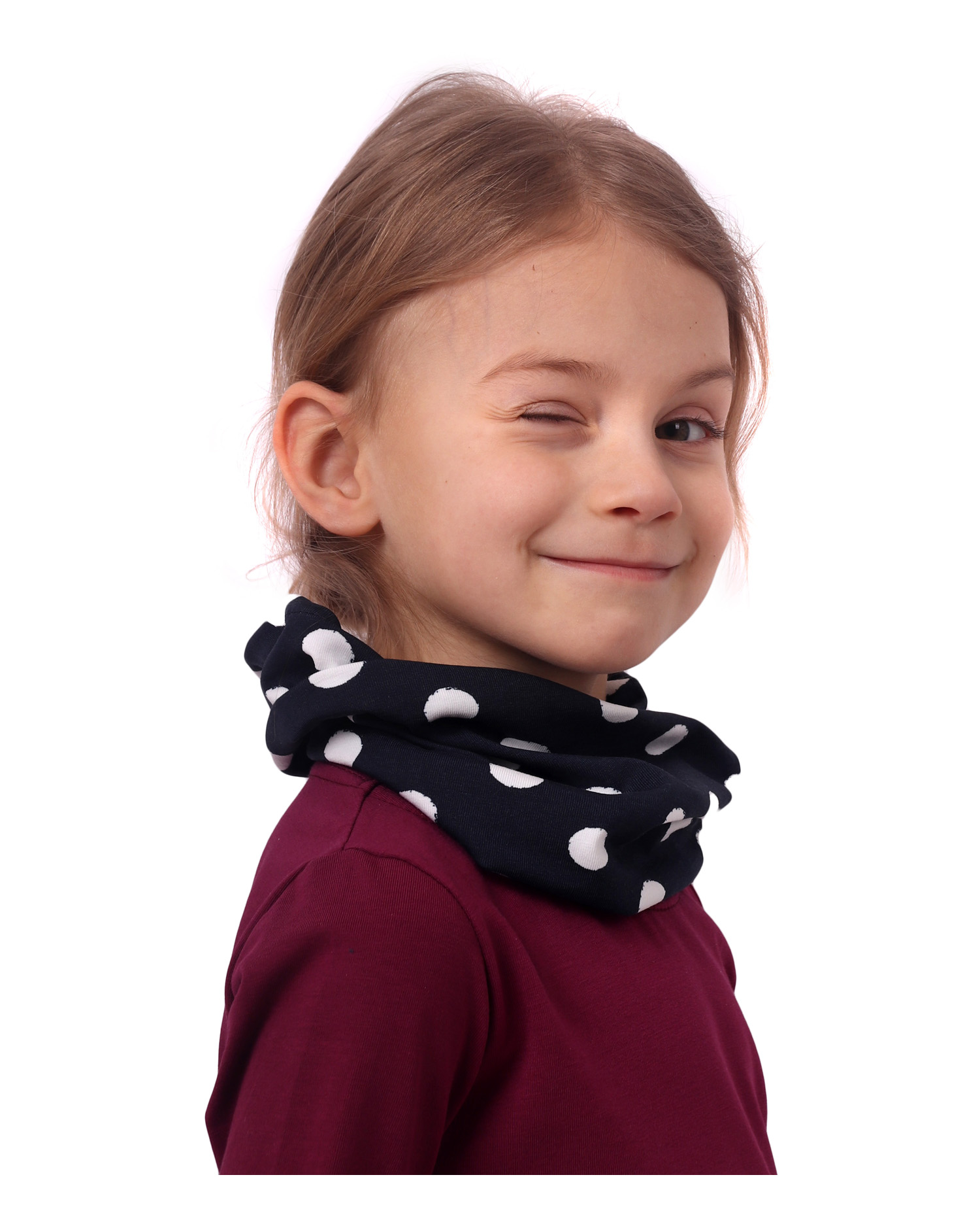 Kids´neckband, blue with polka dots