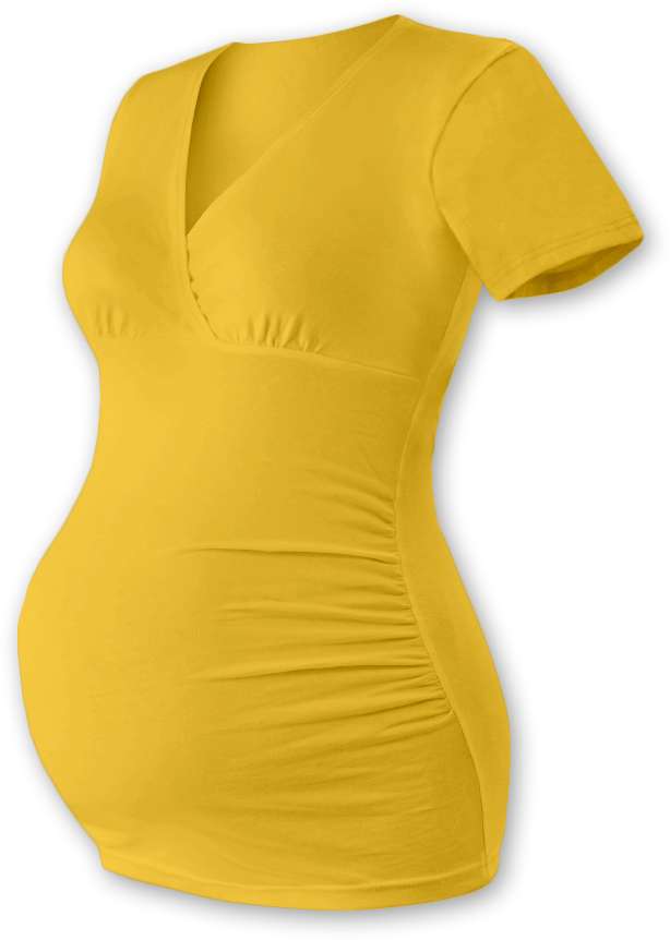 Těhotenská tunika Barbora, krátký rukáv, žlutooranžová