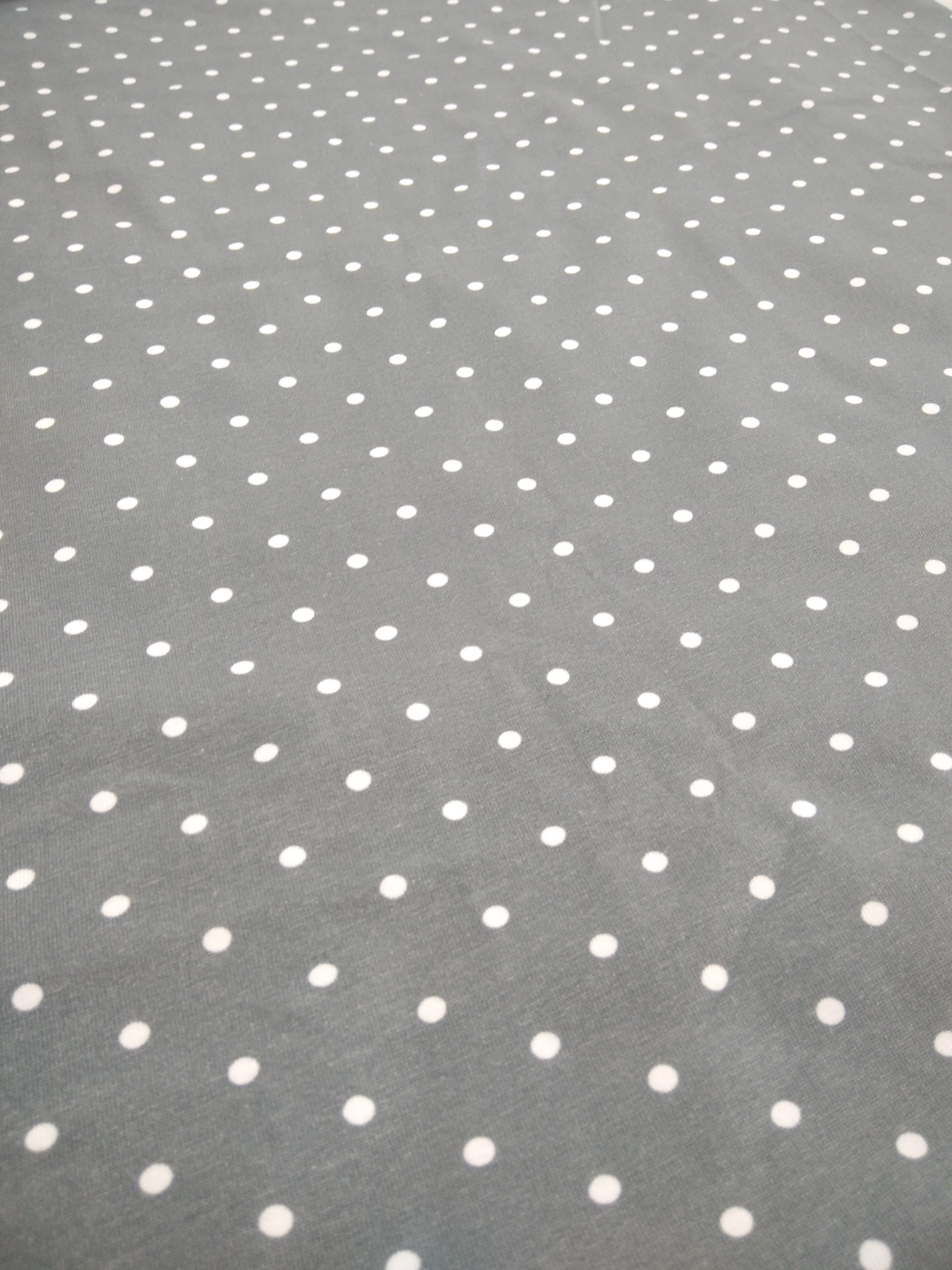 Cotton single jersey with elastane, 1 meter, 185gr/m2, grey with white dot