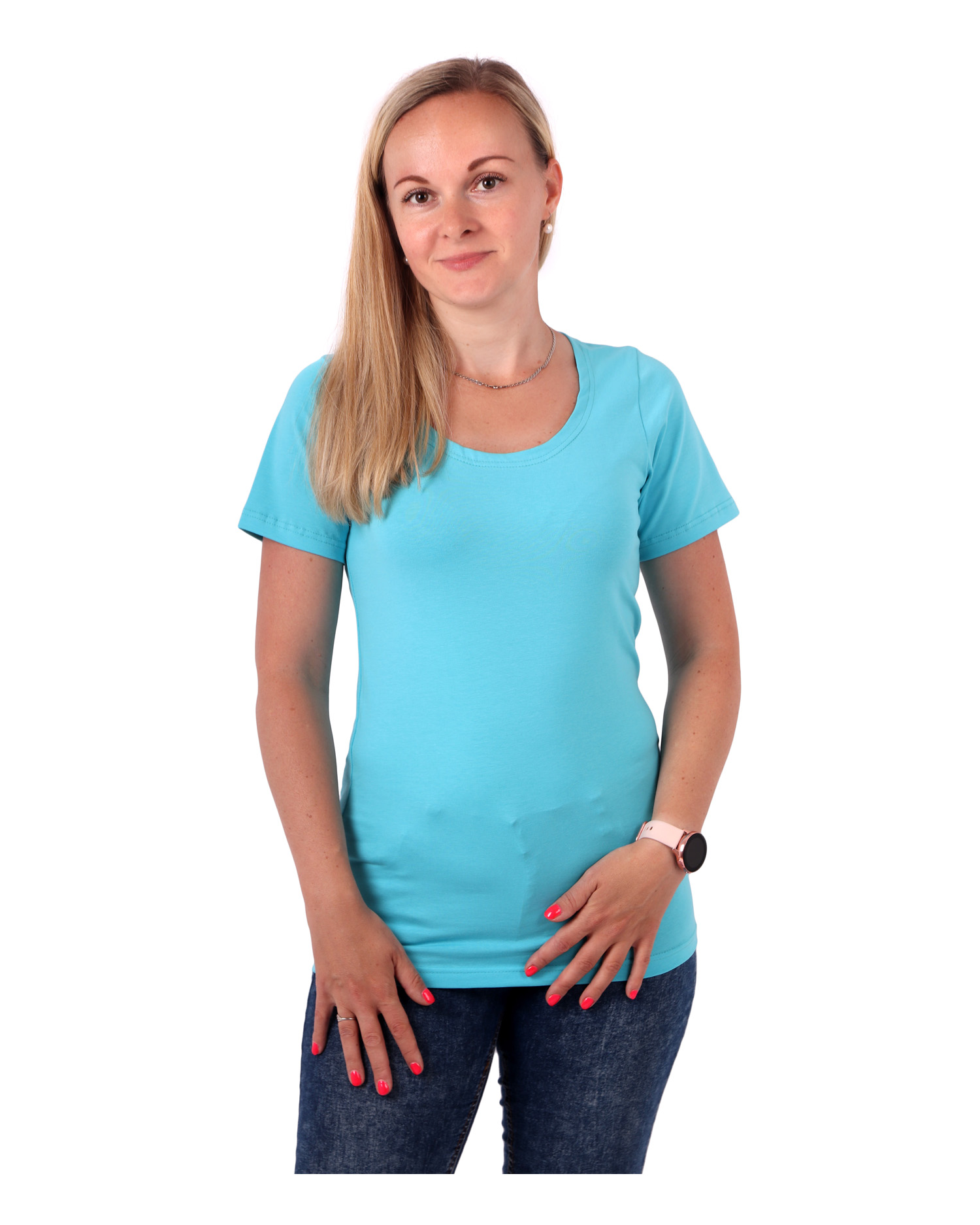 T-Shirt für Damen Brigita, kurze Ärmel, türkis