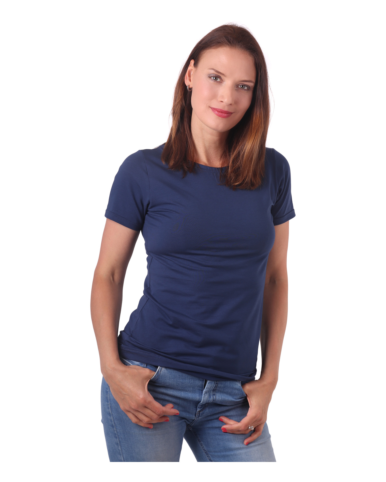 Damen T-Shirt Natalia, Kurzarm, Jeansblau