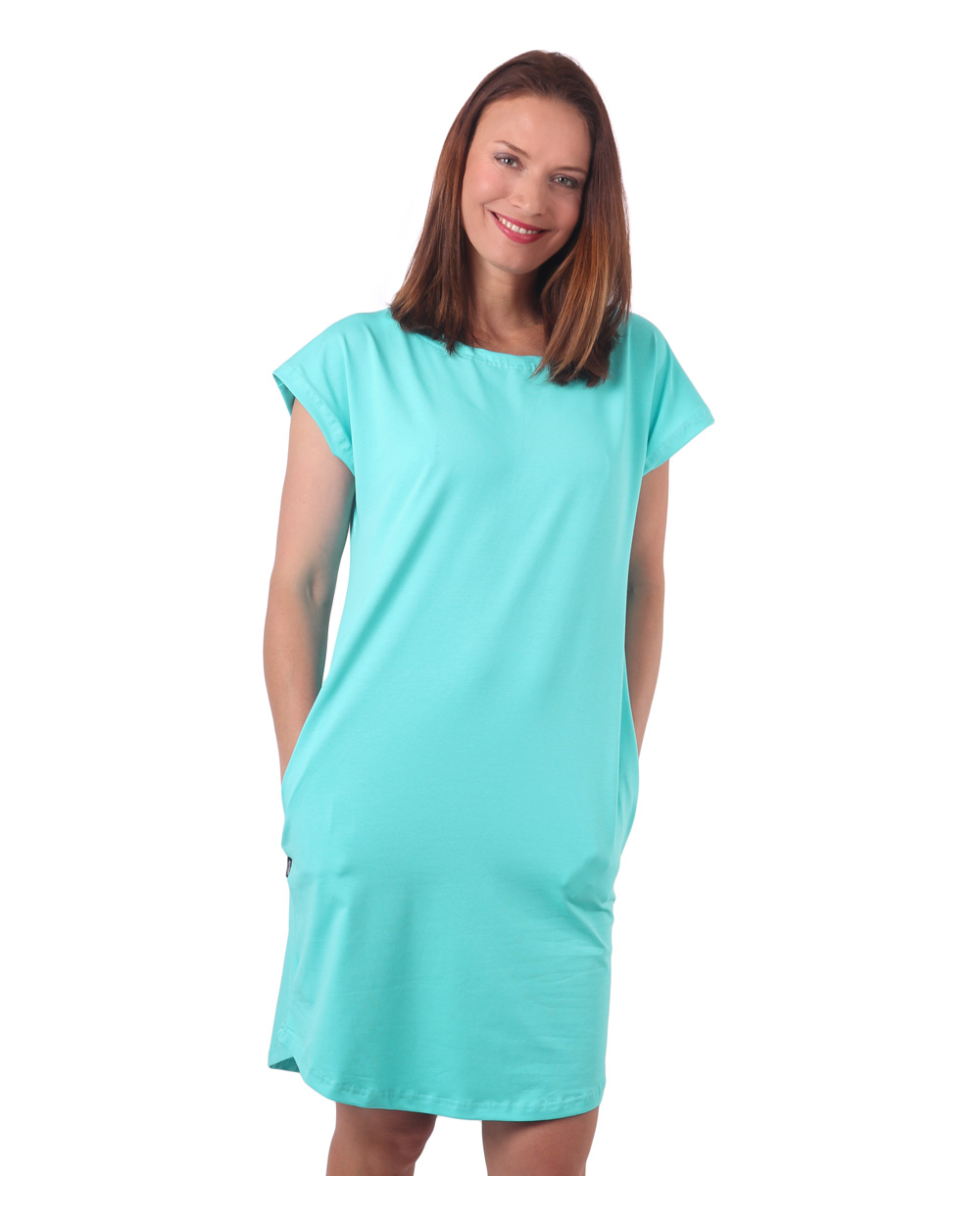 Women's dress with pockets Zoe, oversized loose fit, turquoise