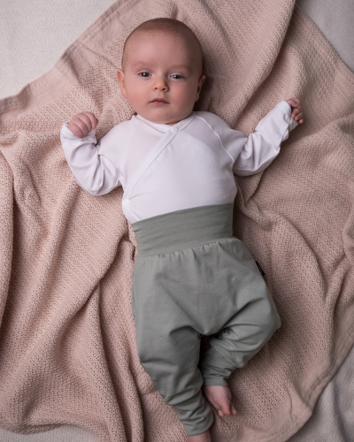 Baby wrap bodysuit onesie, white