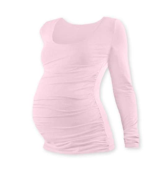 Tehotenské tričko Johanka, dlhý rukáv, svetlo ružové