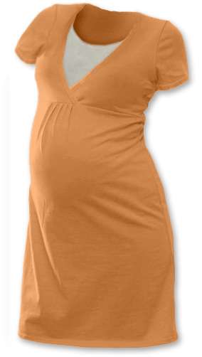 LUCIE- Umstands- und Stillnachthemd, kurze Ärmel, Aprikosenfarbe