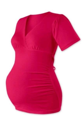 ZUZANA-těhotenská tunika na zavazování, SYTĚ RŮŽOVÁ L/XL