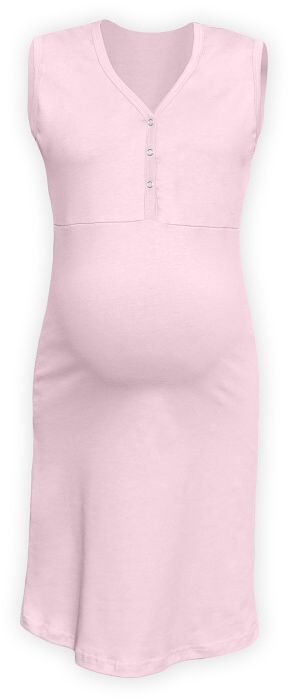 Maternity and breastfeeding nightdress with snap-button neckline Cecilie, LIGHT PINK