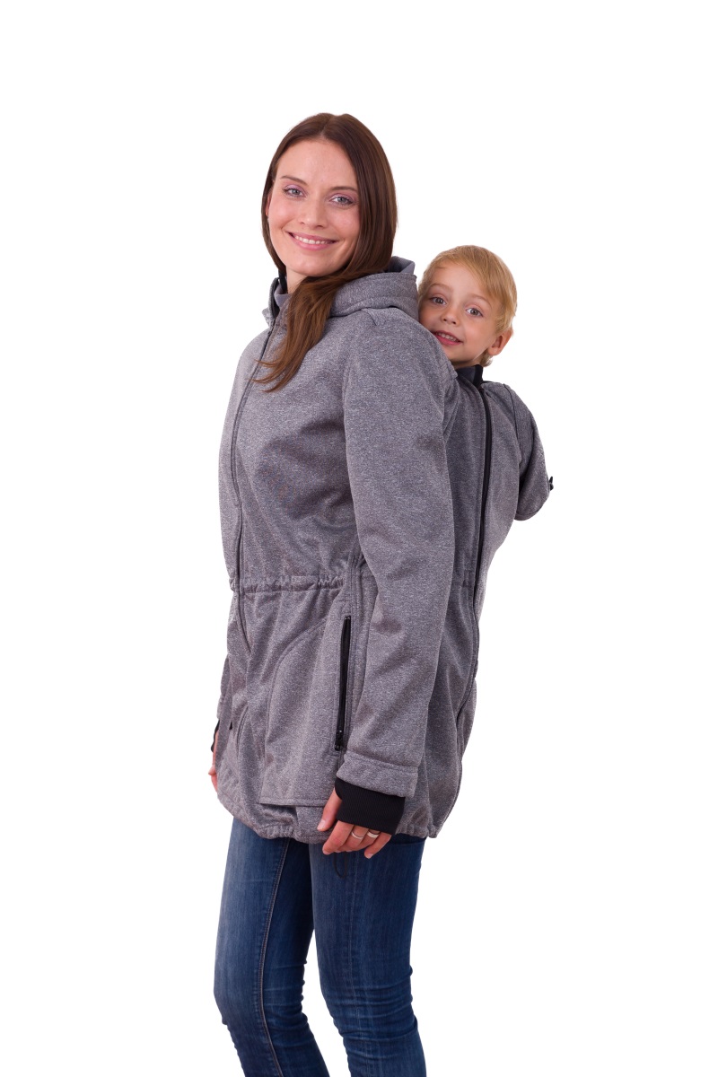 ALICE- babywearing softshell jacket (front/back use), GREY MELANGE