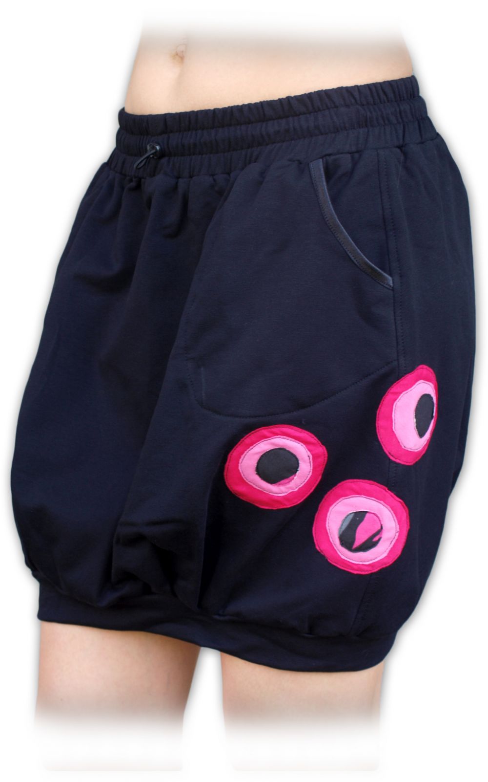 Maternity skirt Tamara, black with pink aplication ( circlets )
