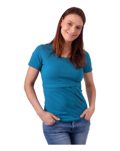 Breast-feeding T-shirt Katerina, short sleeves, dark turquoise L/XL