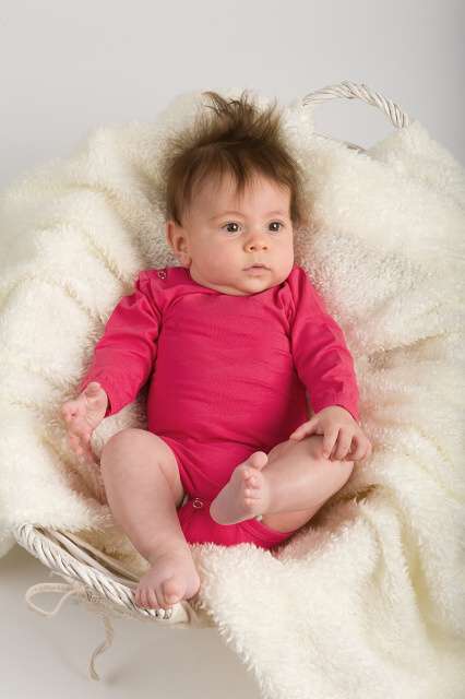 Baby cotton onesies with long sleeves, salmon