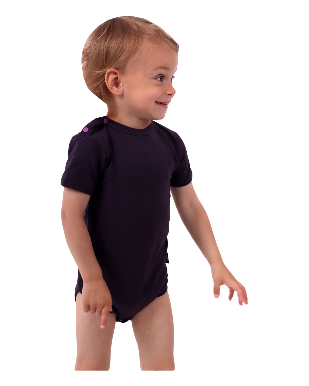 Baby cotton onesies with short sleeves, plum