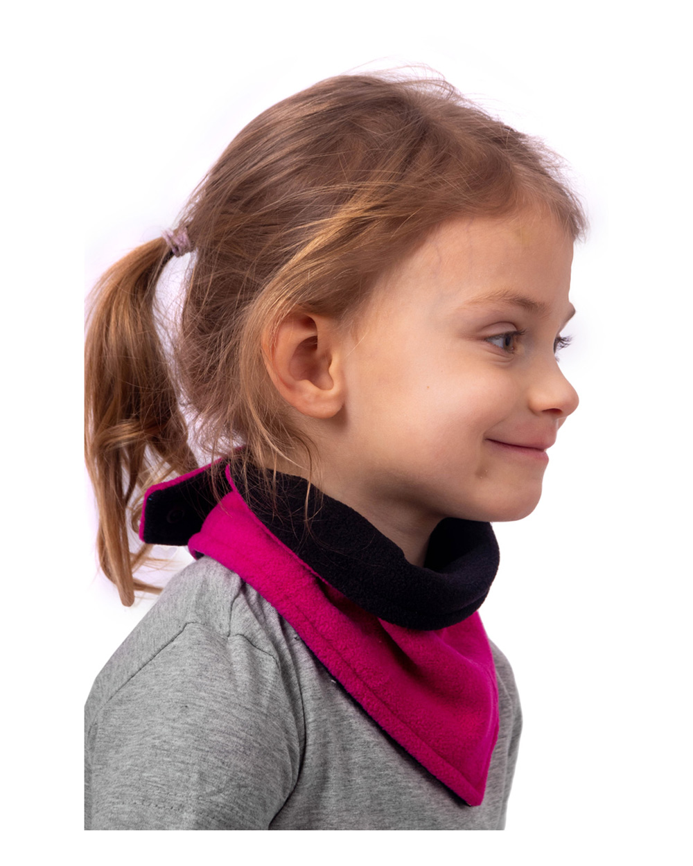 Detský nákrčník zimní, fleece, čierny + ružový