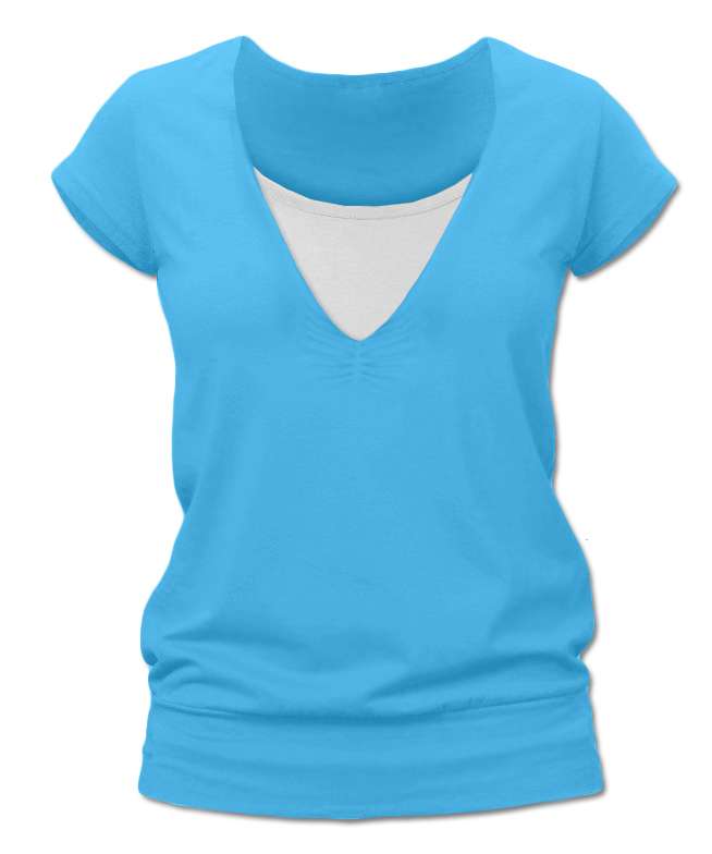 KARLA- kojící tričko, krátký rukáv, tyrkysová S/M