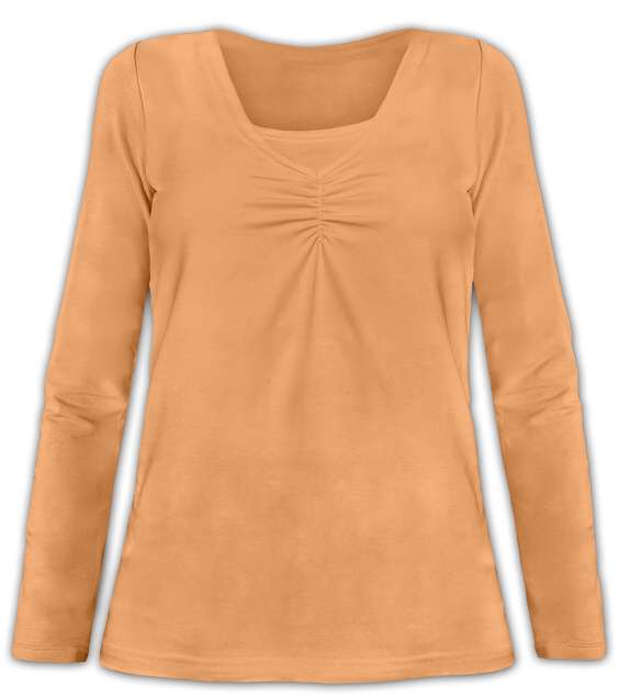 Kojící tričko Klaudie, vsadka v barvě, dlouhý rukáv, sv. oranžová