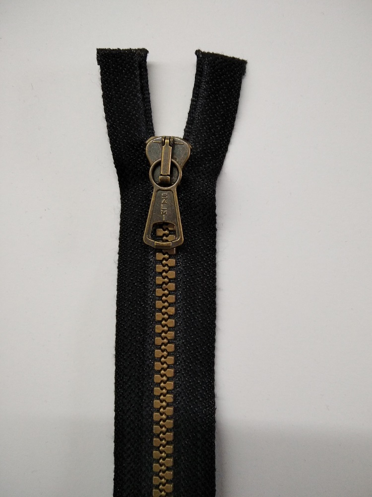 Zips 90cm  kostený, čierny+bronz