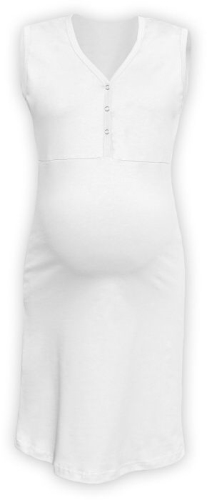 Maternity and breastfeeding nightdress with snap-button neckline Cecilie, WHITE