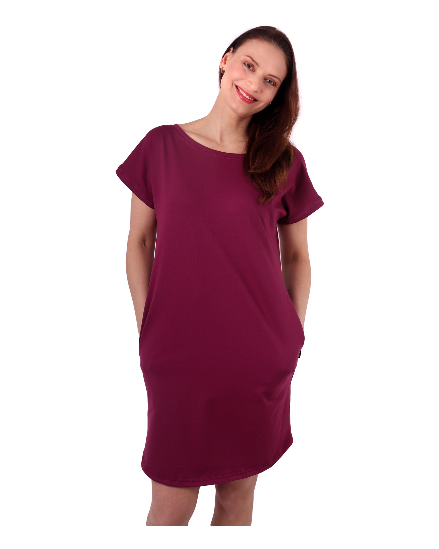 Women's dress with pockets Olivia, loose fit, cyclamen