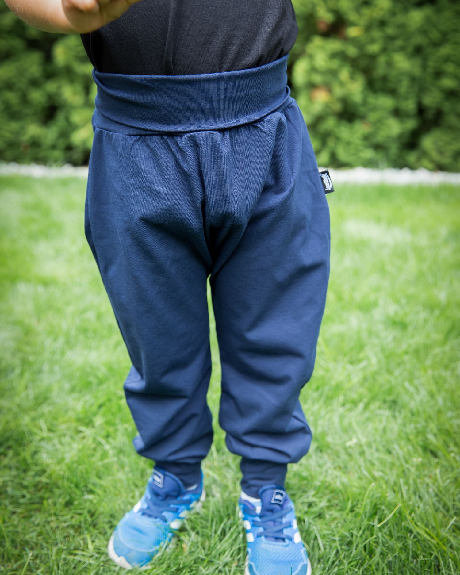 Detské nohavice baggy, ľahké, tmavo modré