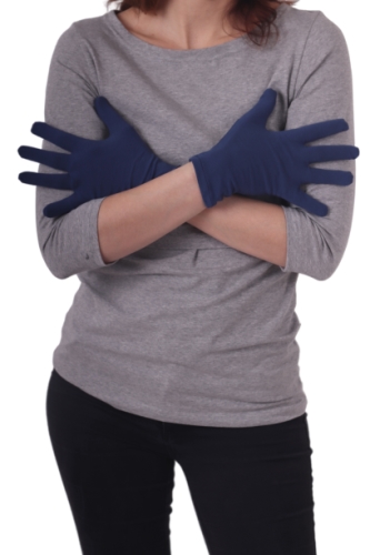 Cotton women´s gloves, Jeans blue