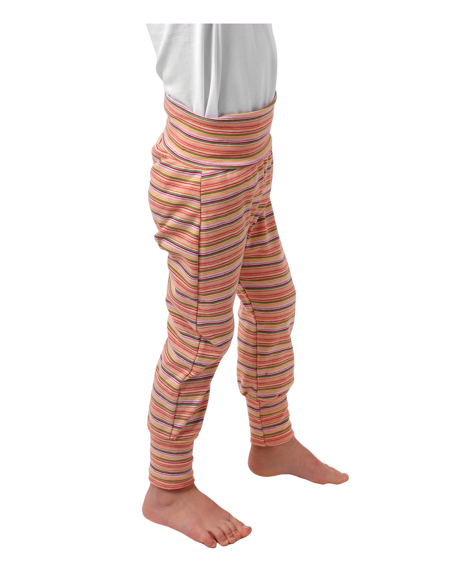 Detské nohavice baggy, ľahké, oranžové-pruhy
