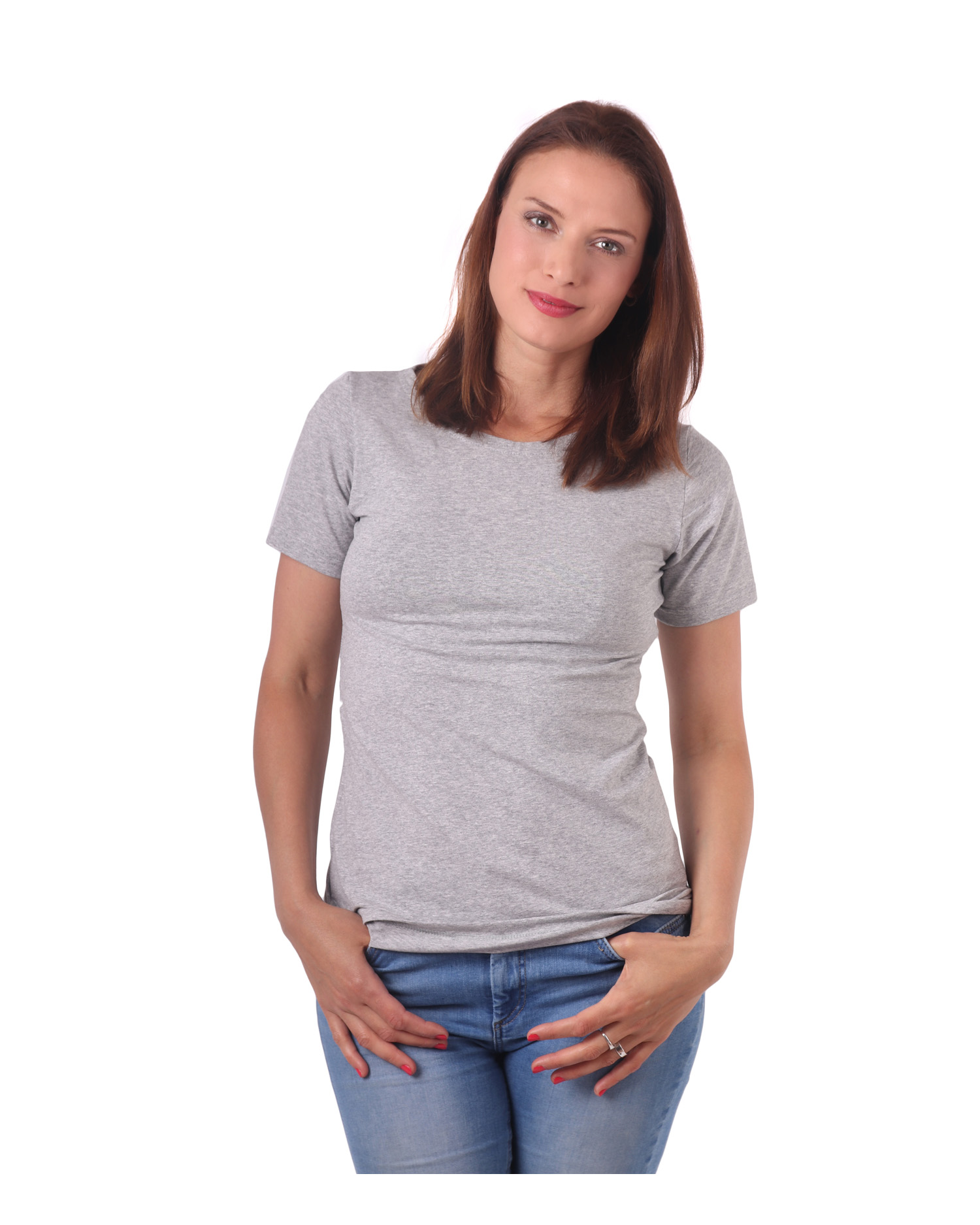 Women´s T-shirt Natalie, short sleeves, grey melange
