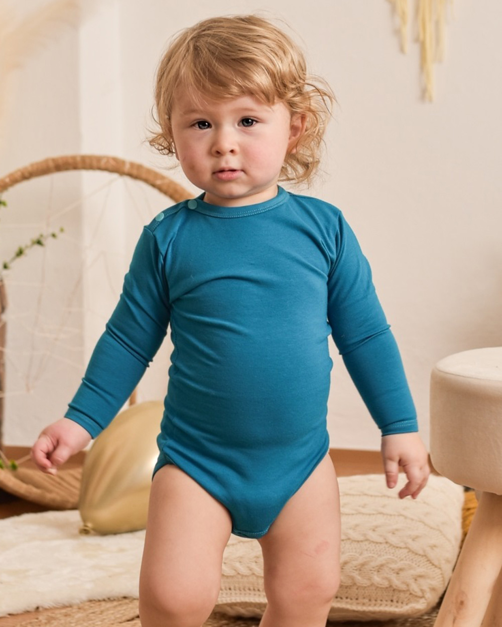 Baby bodysuit onesie, dark turquoise